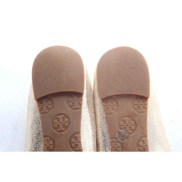 tory burch ballet flats reva shimmery gold ballet flats womens shoes sz 7 M - Picture 10 of 11